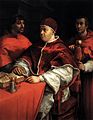„Popiežius Leonas X su dviem kardinolais“ (apie 1518 m., Uficių galerija, Florencija)