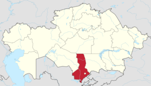 Қазақстан картасындағы Түркістан облысы