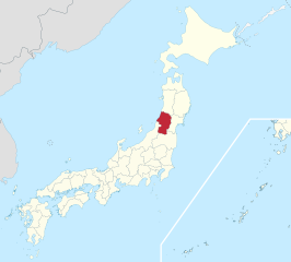 Kaart van Japan met Yamagata gemarkeerd