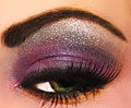Purple eye shadow.