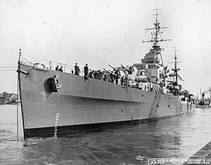 Британський легкий крейсер «Блек Прінс», що взяв участь у зіткненні 26 квітня 1944 року