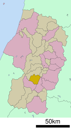 Location of Shirataka in Yamagata Prefecture