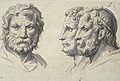 Charles Le Brun Tres caps dels homes en relació amb el lleó
