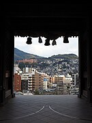 Looking out over Nagasaki from the Suwa Shrine's main entrance