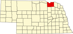Vị trí quận Knox trong tiểu bang Nebraska ở Hoa Kỷ