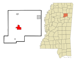 Location of Houston, Mississippi