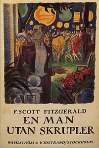 Framsidan till den första svenska utgåvan av Den store Gatsby, publicerad av förlaget Wahlström & Widstrand 1928.