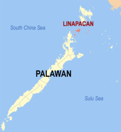Mapa de Palawan con Linapacan resaltado