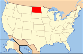 نقشه ایالت‌های آمریکا همراه برجسته‌بودن داکوتای شمالی