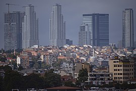 معماری مدرن چند آسمان خراش در استانبول ترکیه