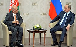 Ашраф Гани и Владимир Путин на встрече 10 июля 2015 года