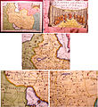 Several maps and a coloured drawing