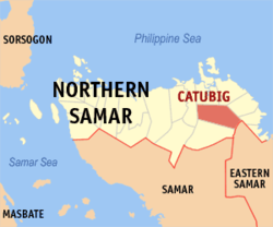 Map of Northern Samar with Catubig highlighted