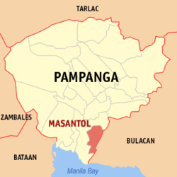 Mapa de Pampanga con Masantol resaltado