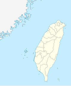 Mapa konturowa Republiki Chińskiej, u góry po prawej znajduje się punkt z opisem „Taipei 101”