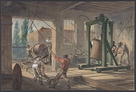 Fabricació de cables amb gutaperxa a la Companyia de manteniment i construcció de telègrafs a Greenwich, Londres, c. 1865