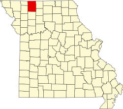 map of Missouri highlighting Harrison County