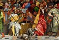 Tablo'daki müzisyen olarak gösterilen ressamlar: Veronese (viola da gamba), Jacopo Bassano (flüt), Tintoretto (keman), and Titian (viyolonsel)