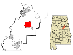 Location in Talladega County and the state of Alabama