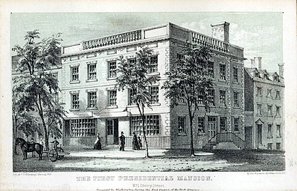 Прва председничка вила, Самуел Осгудова кућа на Менхетну, коју је Вашингтон користио од априла 1789. до фебруара 1790.