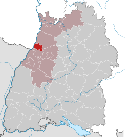 Elhelyezkedése Karlsruhei járás térképén