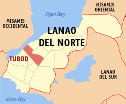 Mapa de Lanao del Norte con Tubod resaltado