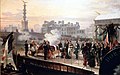 Retour des cendres de Napoléon Ier de Sainte-Hélène. 14 décembre 1840: L'arrivée de La Dorade à Courbevoie. Painting by Félix-Henri-Emmanuel Philippoteaux, 1867