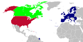 Map of the US, Canada, and EU after 2007