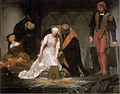 Ekzekuto de fraŭlino Jane Grey, bildo de Paul Delaroche.