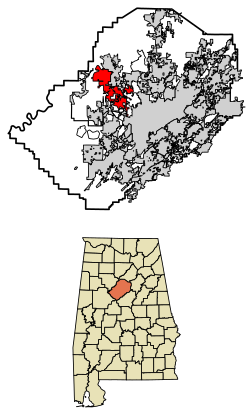 Location of Adamsville in Jefferson County, Alabama.