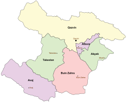 Map of Iran with Qazvin highlighted