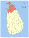 Area map of Northern Province of Sri Lanka