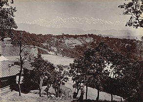 A General view of the hill station of Ranikhet, with snowy peaks in the distance, 1895.