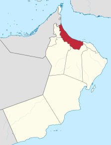 Kart over Sør-Al Batinah