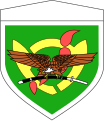 第12旅団。空中機動を主体としたイメージを部隊章に反映しており、旧第12師団の意匠をもとに、大鷲や日本列島を配している。
