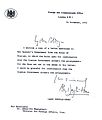 نامه ۲۴ نوامبر ۱۹۷۱ وزارت خارجه بریتانیا به وزارت خارجه ایران که موافقت ایرانی‌ها با تفاهم‌نامه را می‌طلبد.