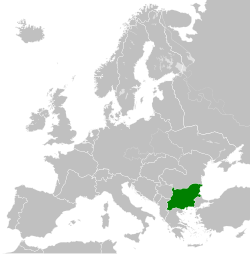 Kerajaan Bulgaria pada tahun 1942 , ditunjukkan dalam warna hijau