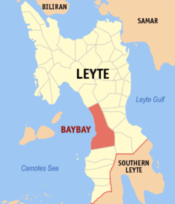 Mapa de Leyte con Baybay resaltado
