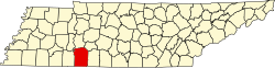 map of Tennessee highlighting Wayne County