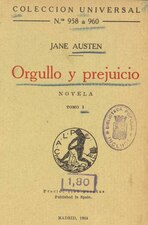 Orgullo y prejuicio (1924), por Jane Austen  Traducción de José J. de Urriés y Azara   