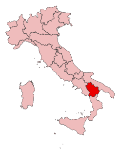 Basilicatas placering i Italien