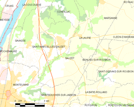 Mapa obce Sauzet
