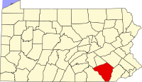 ランカスター市の位置（アメリカ合衆国ペンシルベニア州）の位置図