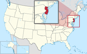 Harta e Shteteve të Bashkuara me Nju Xhersi të theksuar