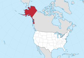 Alaska merkt inn á kort af Bandaríkjunum