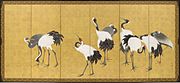 円山応挙, 群鶴図（右隻）, 1772