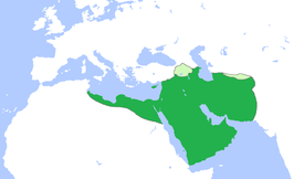 Het Rashidun-kalifaat met vazallen in 654