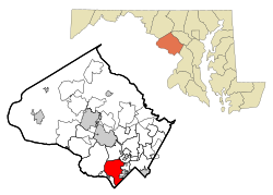 Lokasi Bethesda pada wilayah Montgomery, Maryland