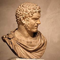 Buste en marbre de l'empereur Caracalla (IIIe siècle, musée du Louvre). (définition réelle 3 432 × 3 432)