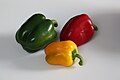 Green, yellow and red peppers